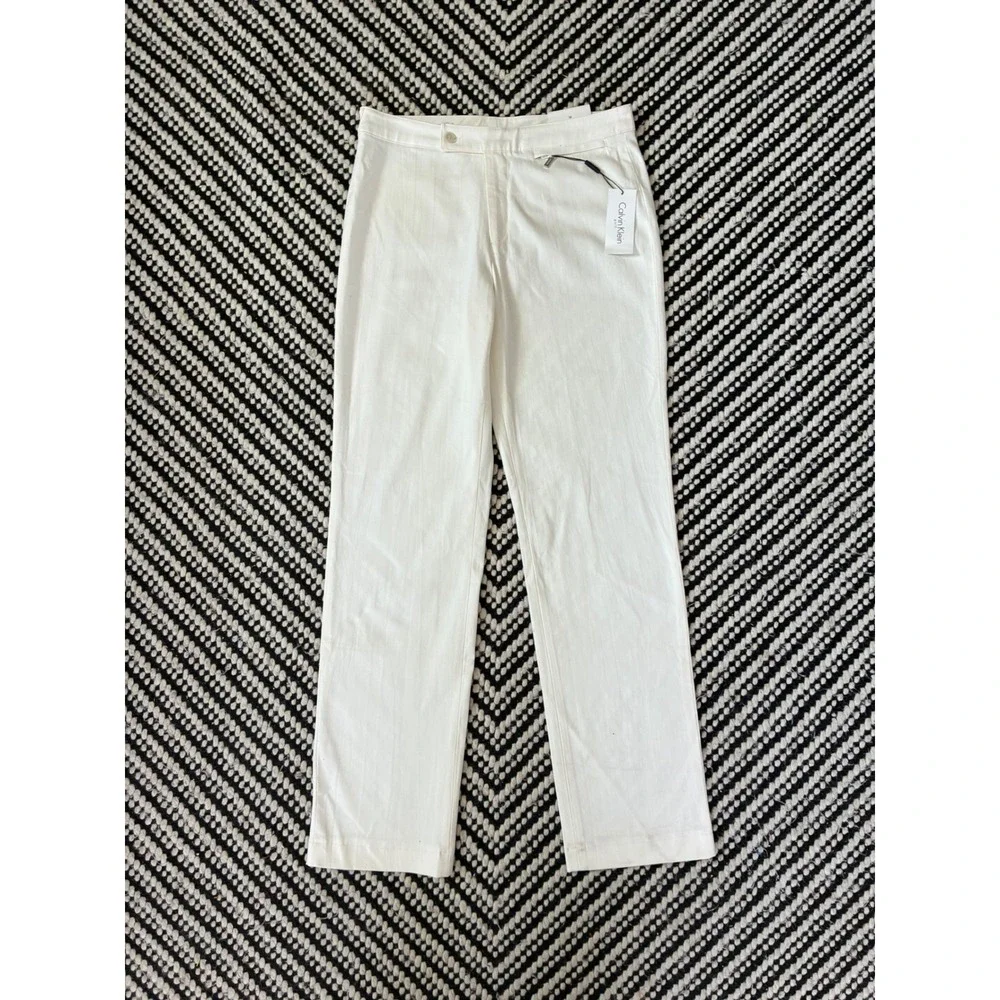 Calvin Klein Golf Mens White Straight Leg Trousers  Size 10 NEW